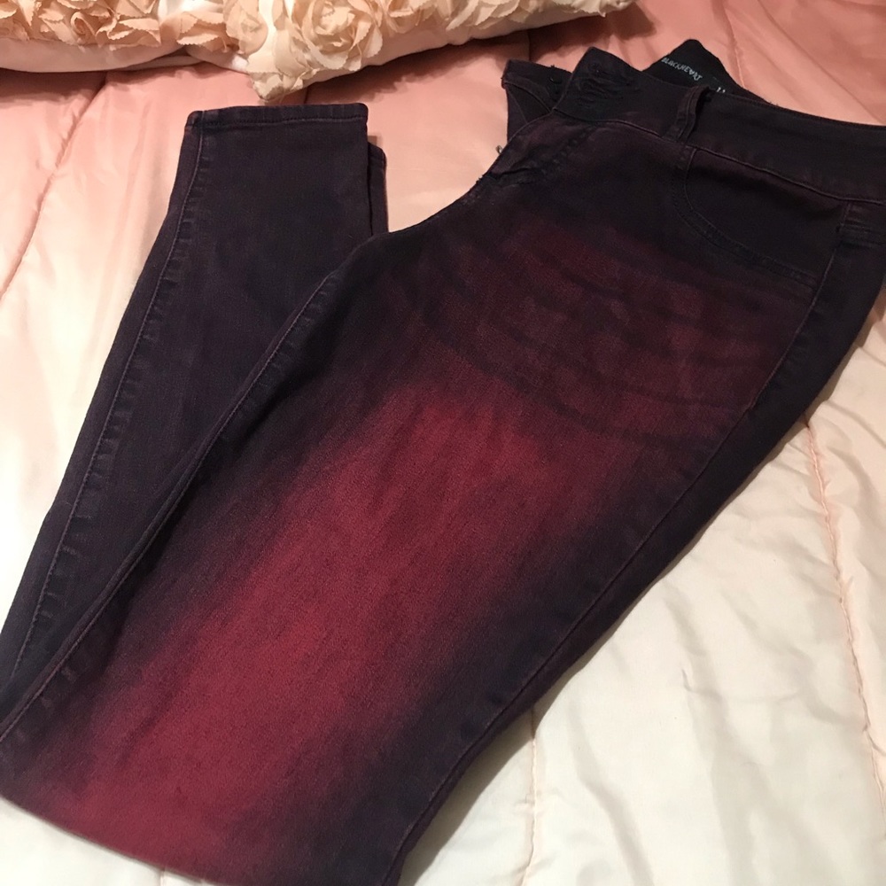 Hot Topic Blackheart Red Wash Super Skinny Jeans Size 11